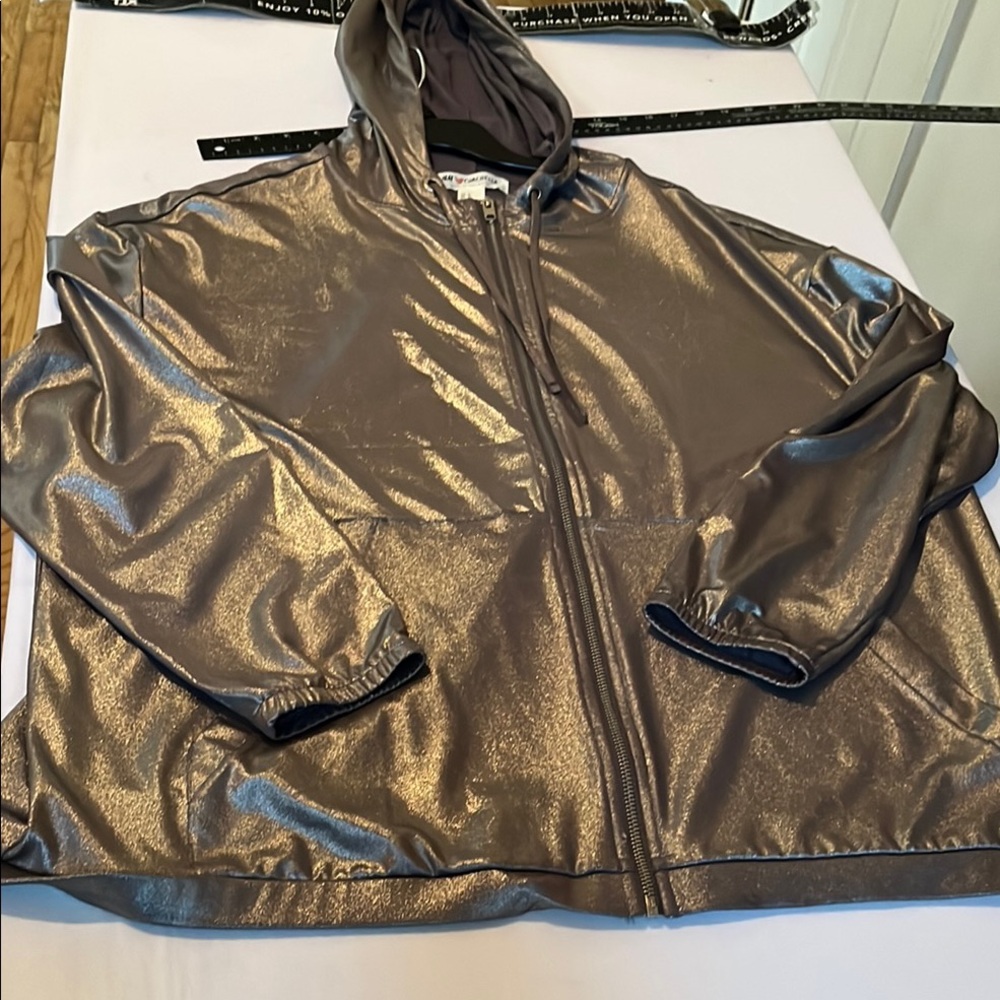 H&M ❤️ Coachella size XL Silver metallic hooded Jacket , pockets - Picture 11 of 16